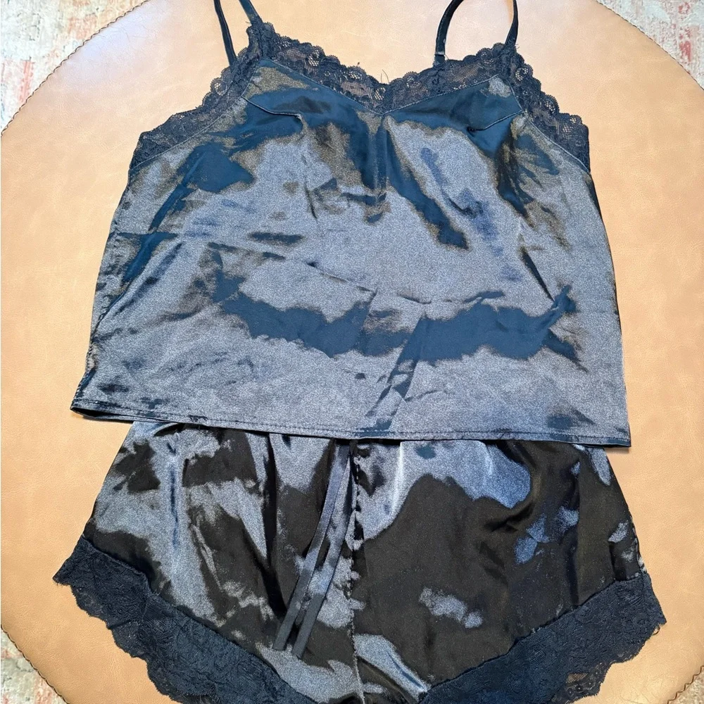 SHEIN Women's Satin Pajama Set - Black, Pink, Cream - Picture 4 of 5